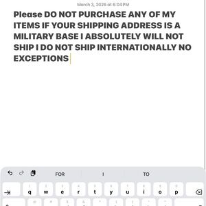 Shipping Notice - No Military Base or International Delivery